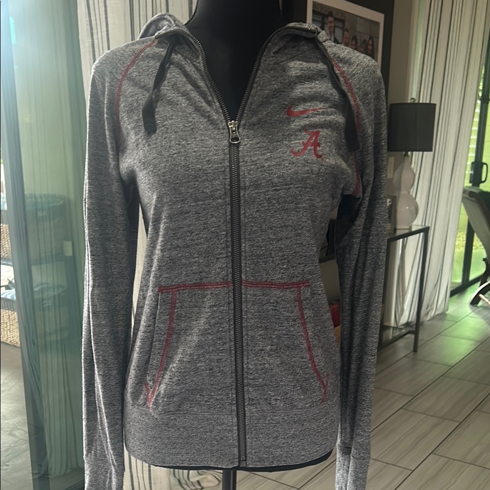 Nike University of Alabama Gray Fitted Long Sleeve Zippered Sweatshirt